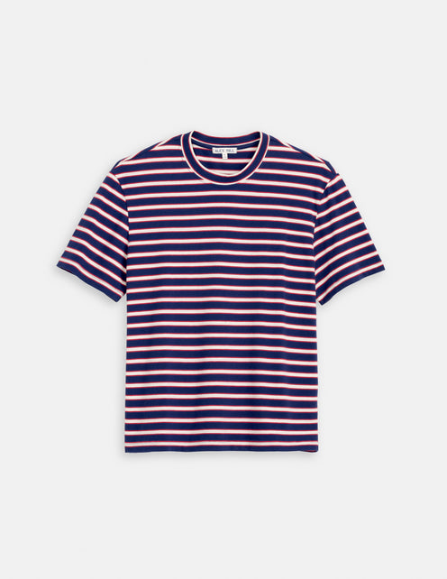 Crosby Striped Tee In Heavy Slub Cotton