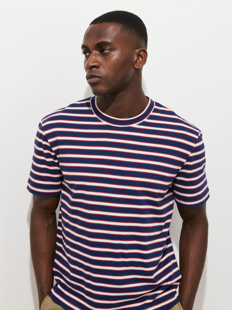 Crosby Striped Tee In Heavy Slub Cotton