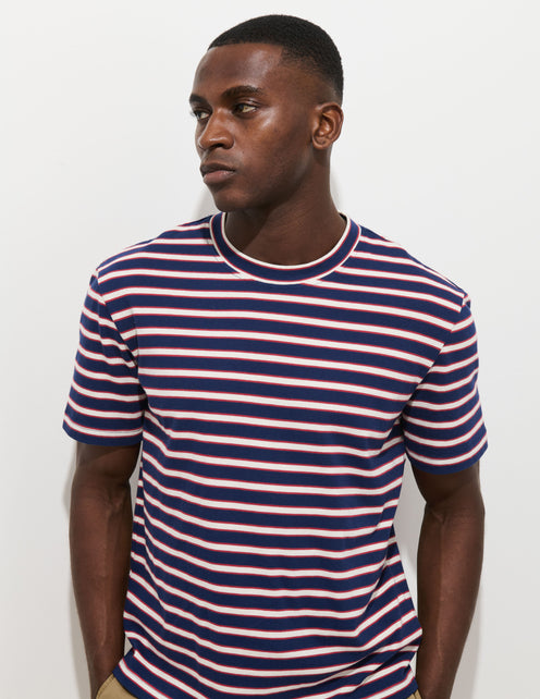 Crosby Striped Tee In Heavy Slub Cotton