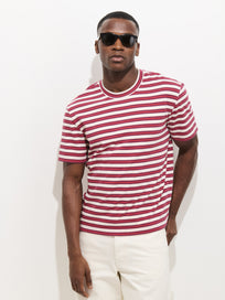 Crosby Striped Tee In Heavy Slub Cotton