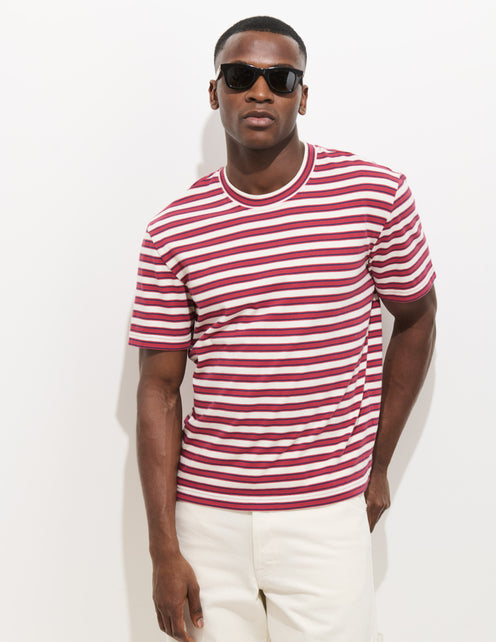Crosby Striped Tee In Heavy Slub Cotton