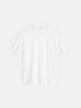 The Crosby Tee in Heavy Slub Cotton is displayed flat against a light background, featuring a simple crew neckline, no visible logos or designs, and crafted from 100% cotton.