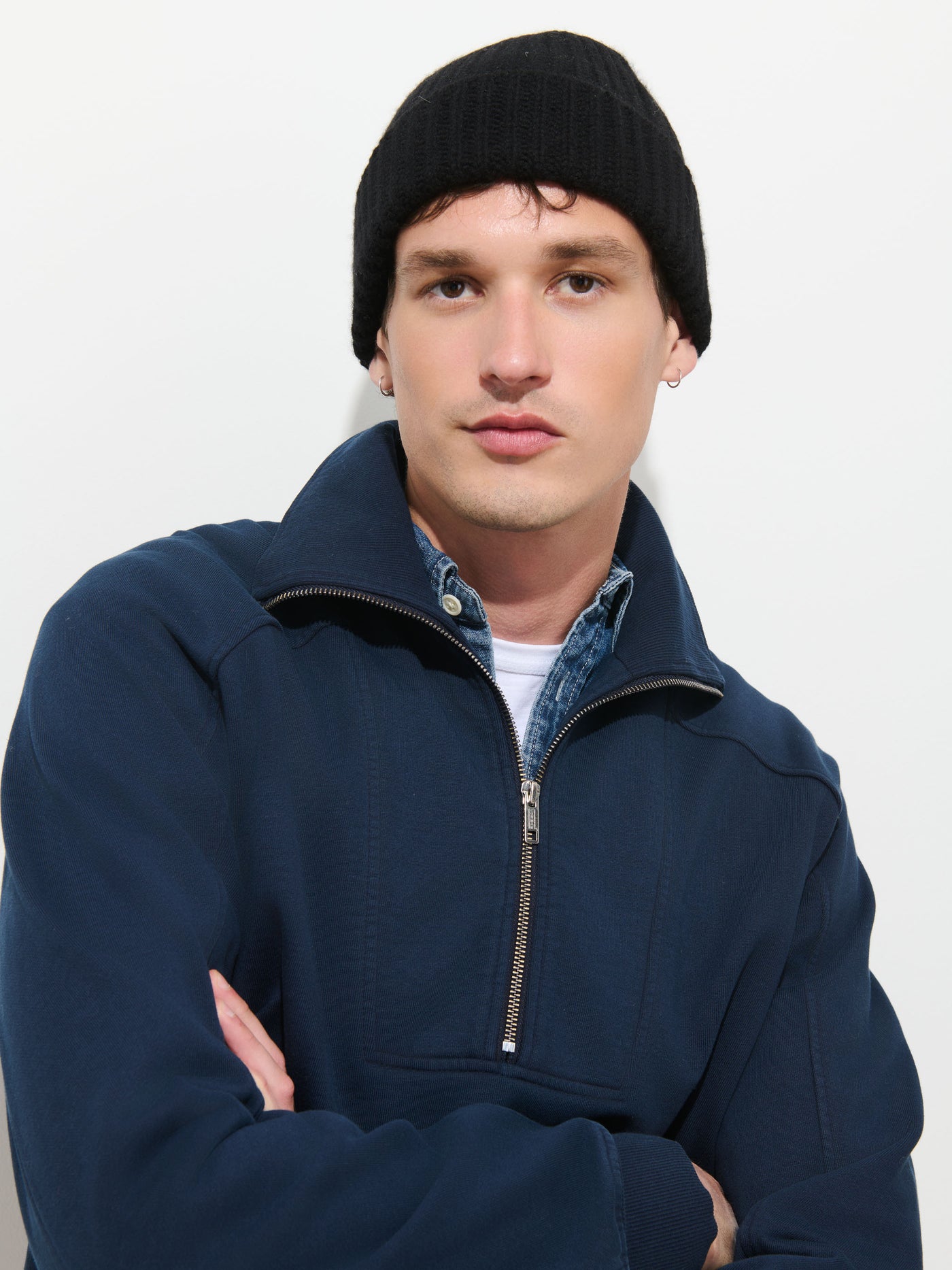 Noah Half Zip in Cotton Fleece