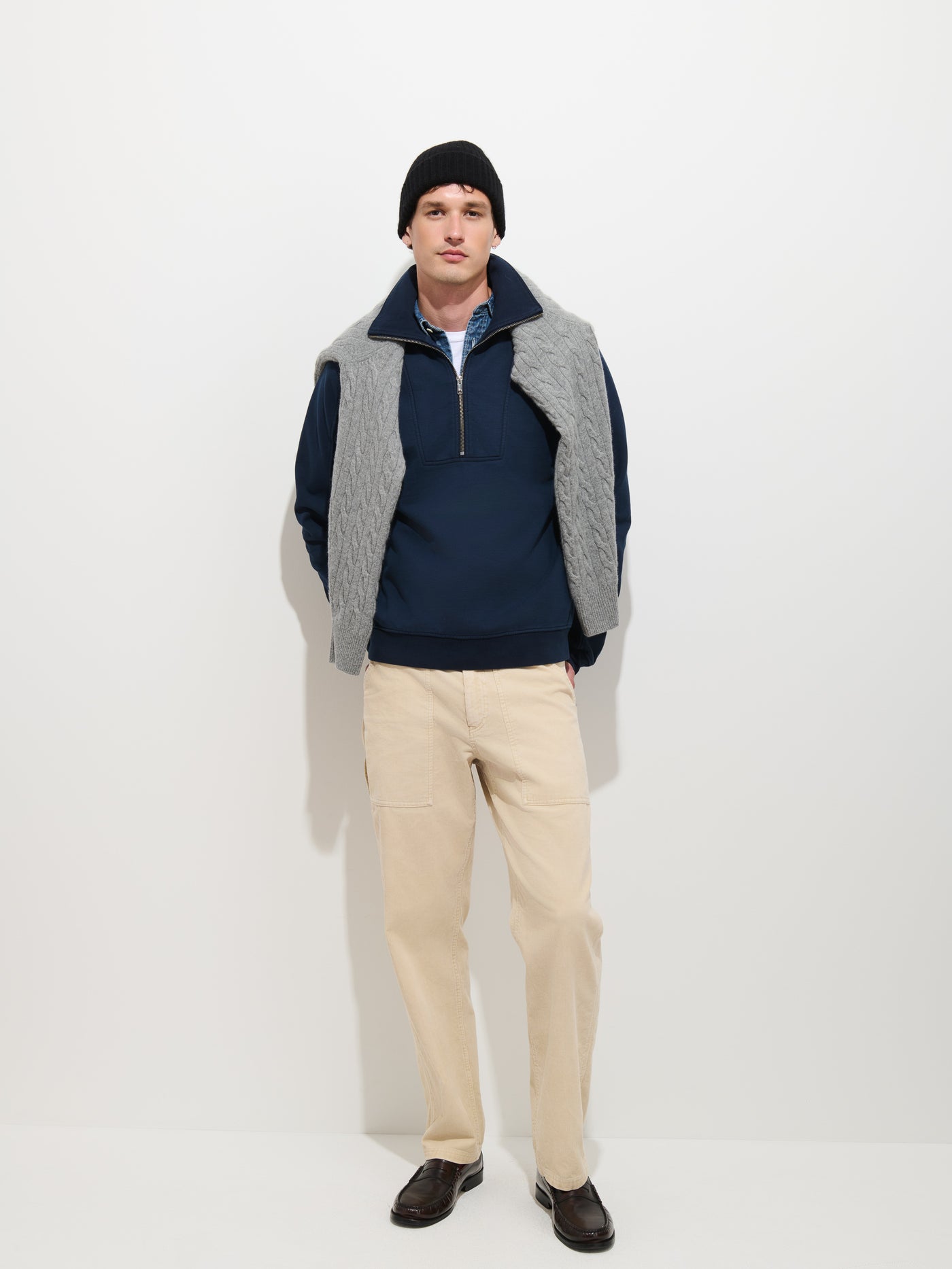 Noah Half Zip in Cotton Fleece
