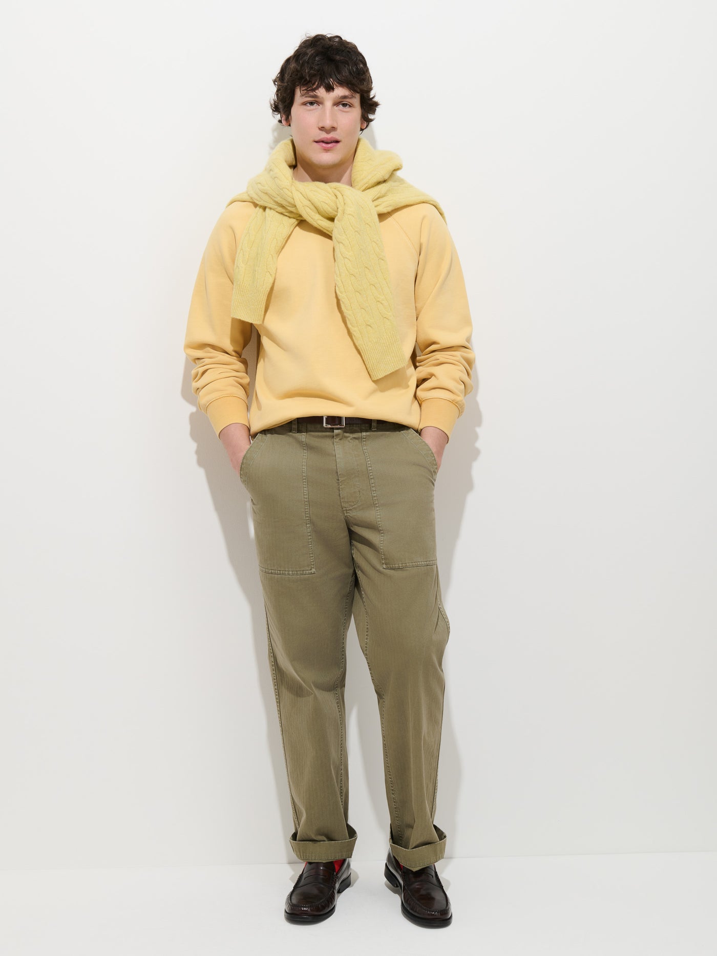 Garment Dye Raglan Sweatshirt in Cotton Fleece