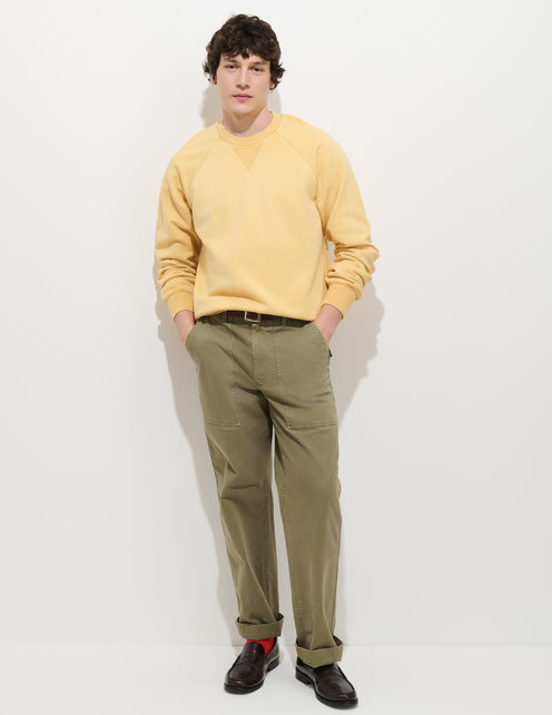 Garment Dye Raglan Sweatshirt in Cotton Fleece