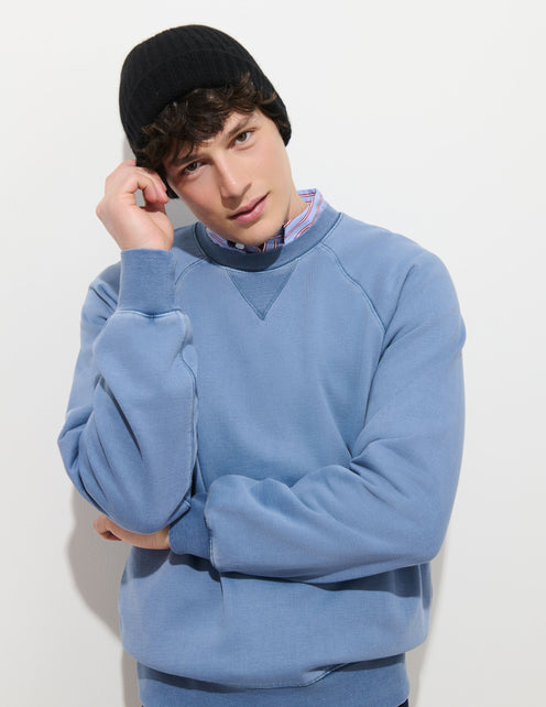 Garment Dye Raglan Sweatshirt in Cotton Fleece