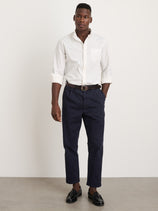 Standard Pleated Pant In Chino In Dark Navy