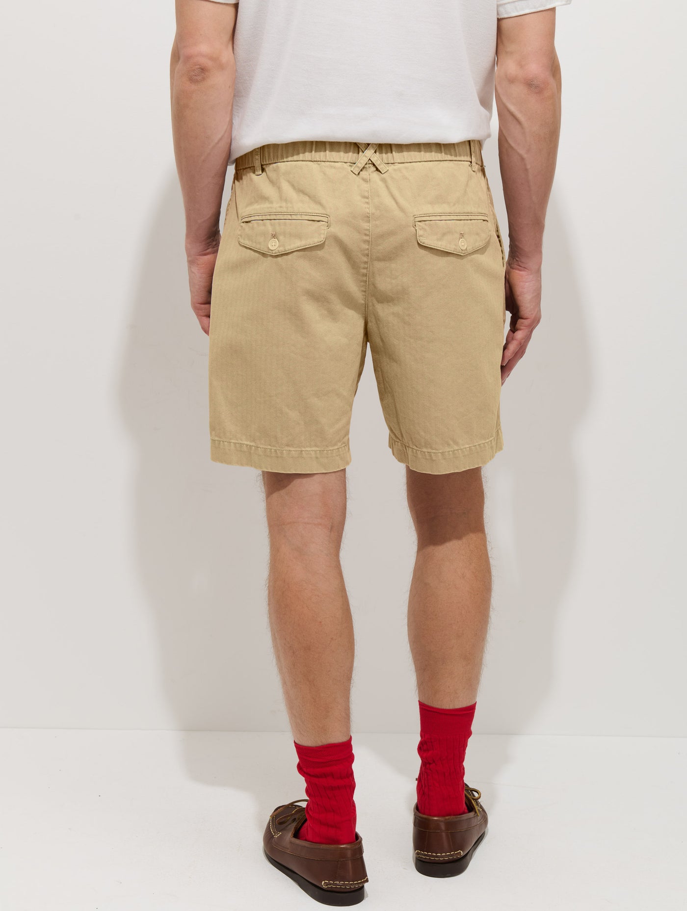 Pull On Short In Cotton Herringbone