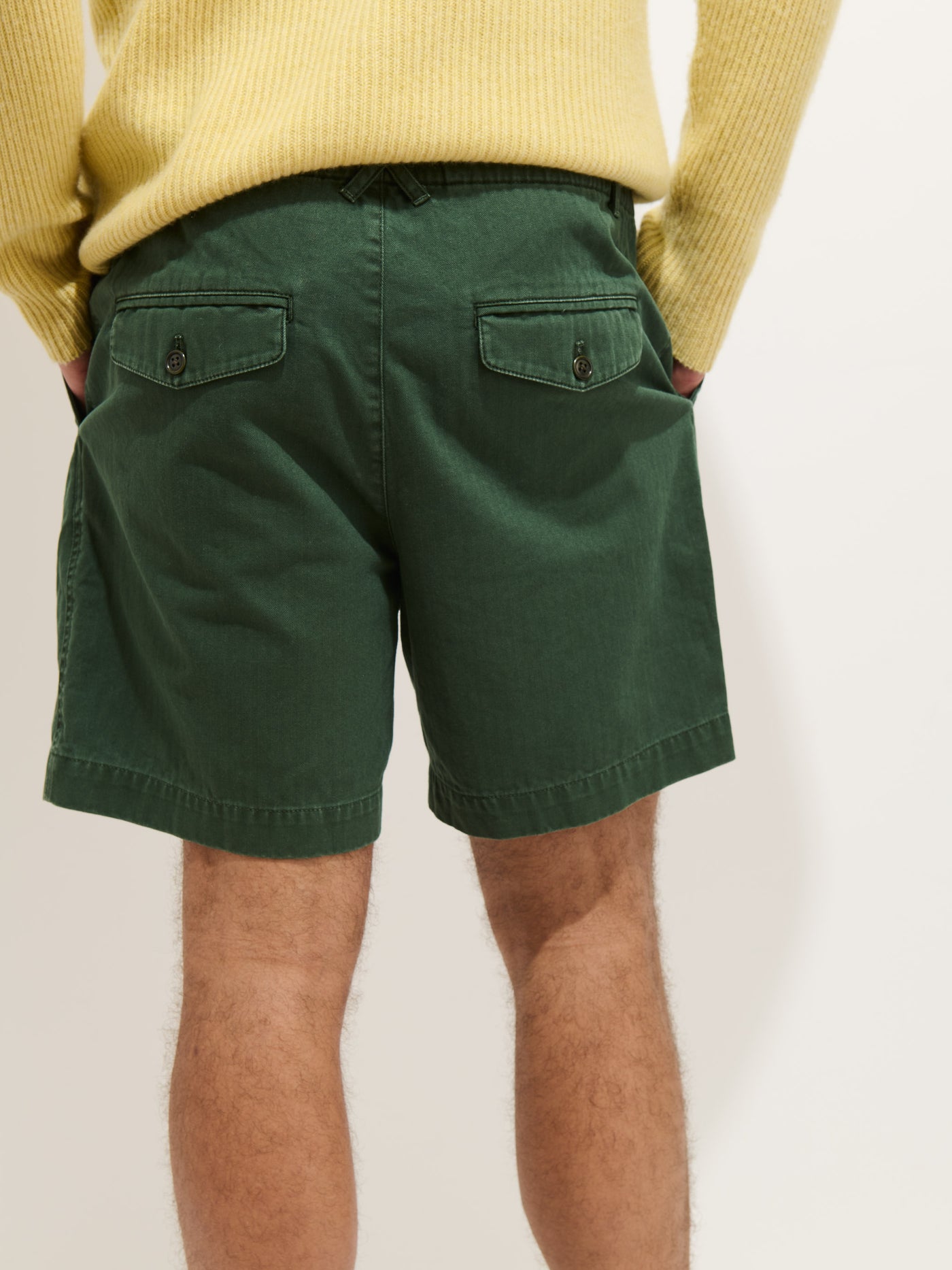 Pull On Short In Cotton Herringbone