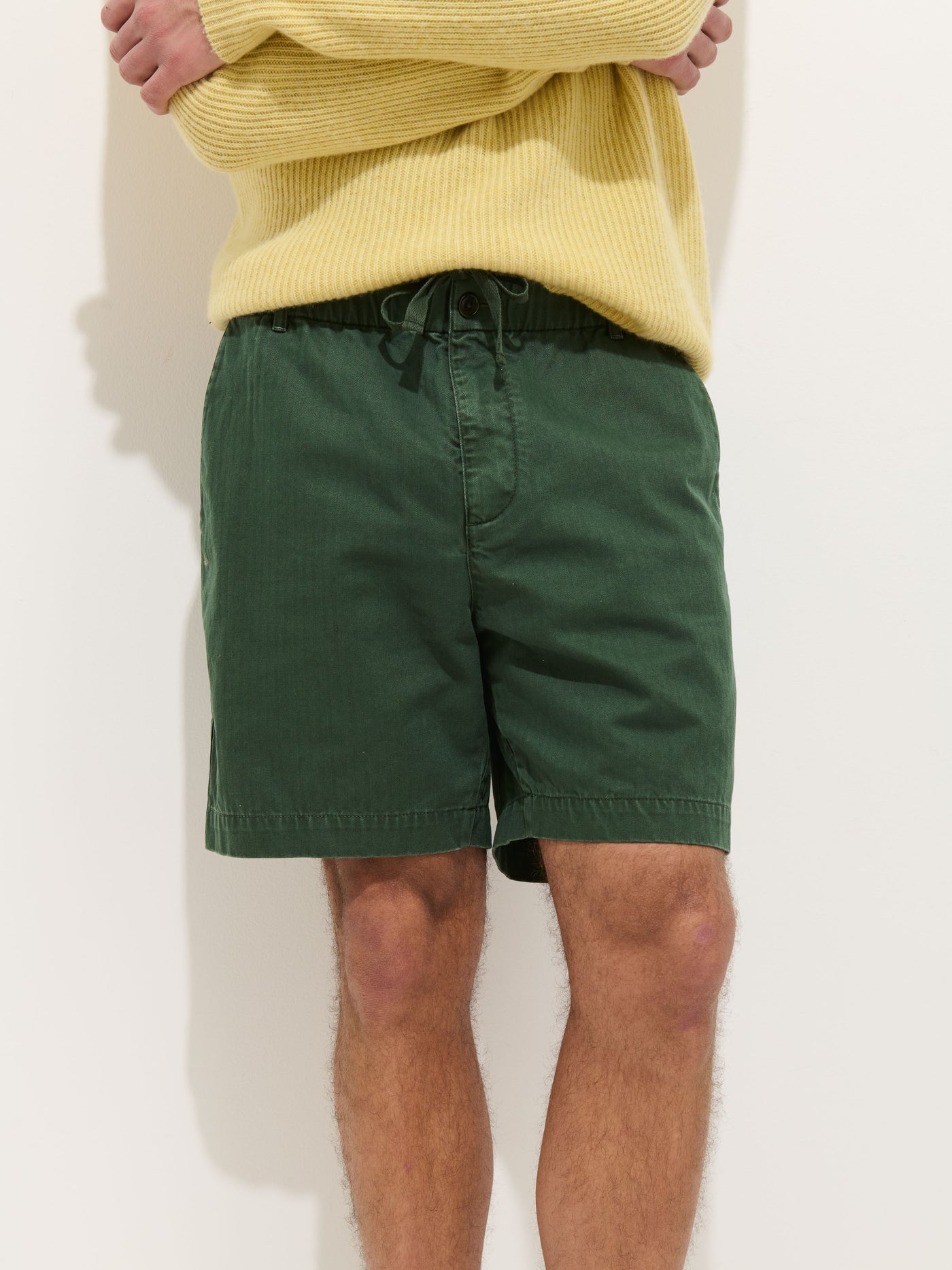 Pull On Short In Cotton Herringbone