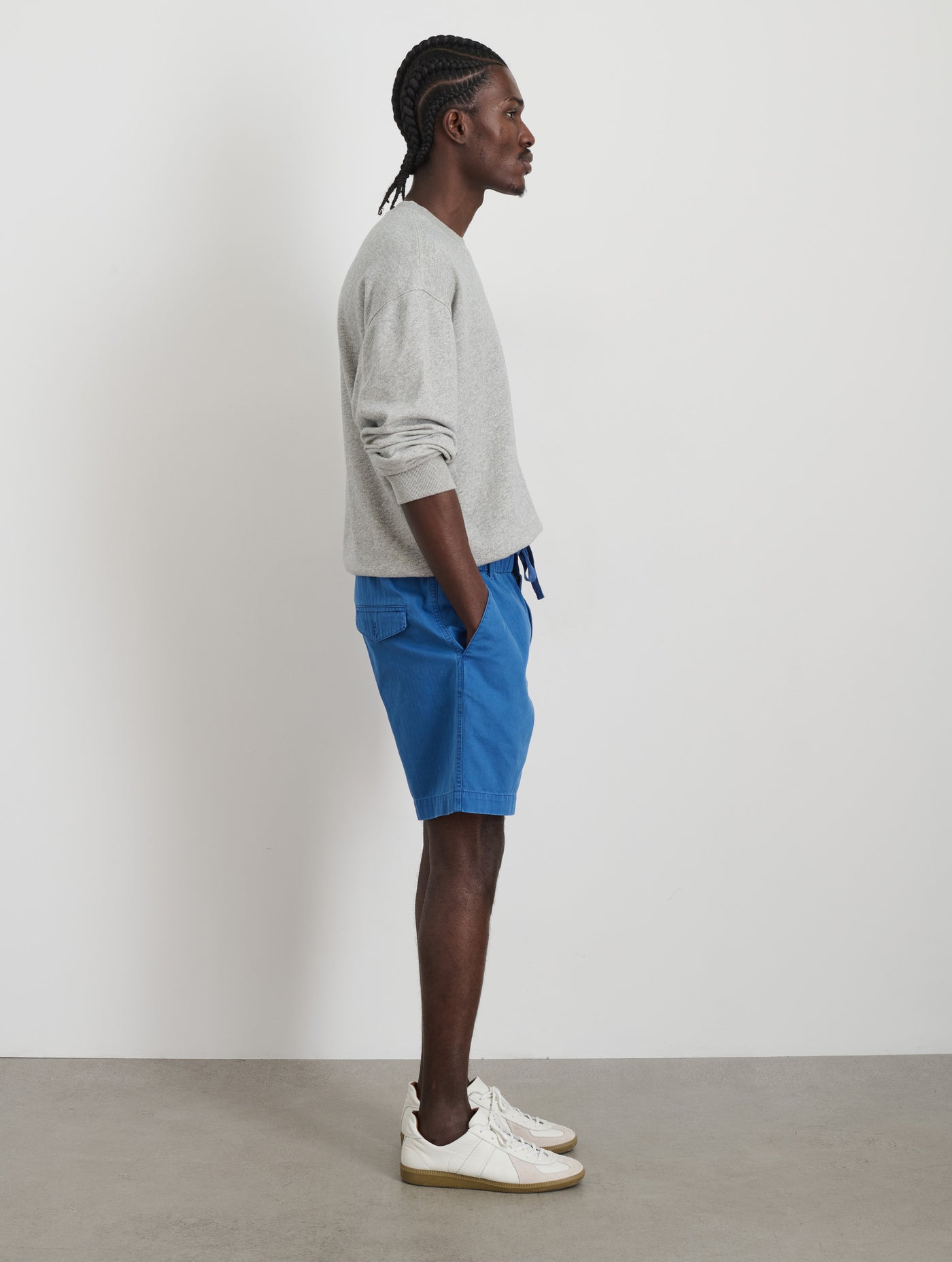 Pull On Short In Cotton Herringbone