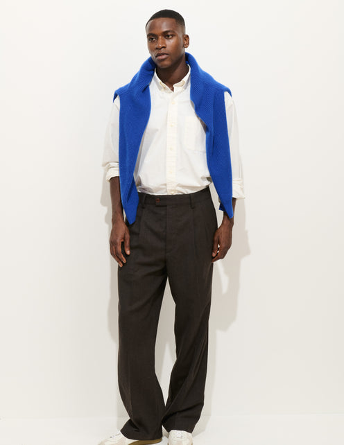 Jeremy Pleated Trouser In Wool Flannel