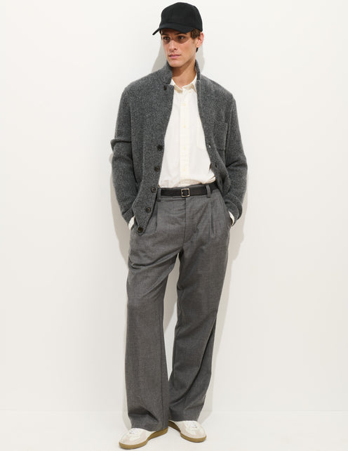 Jeremy Pleated Trouser In Wool Flannel