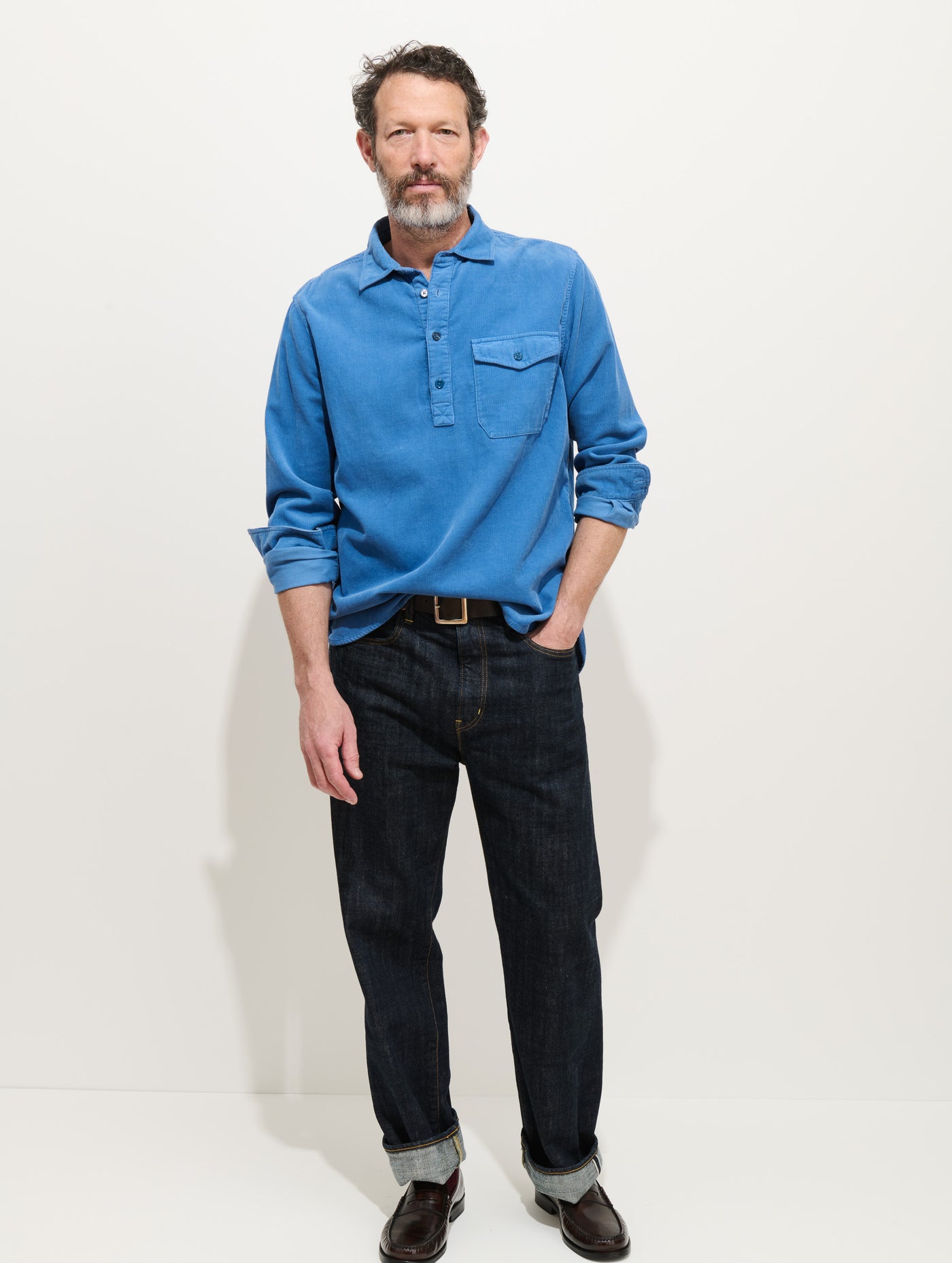 Carter Popover Shirt In Fine Wale Corduroy