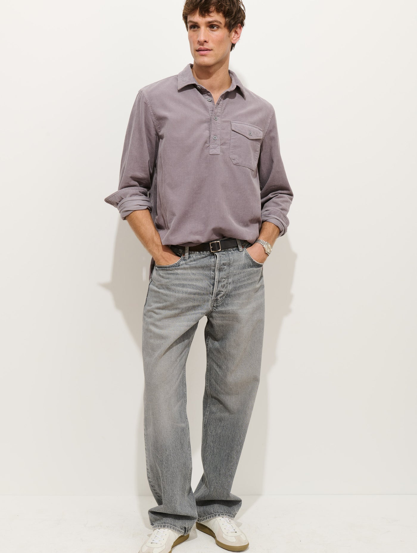 Carter Popover Shirt In Fine Wale Corduroy