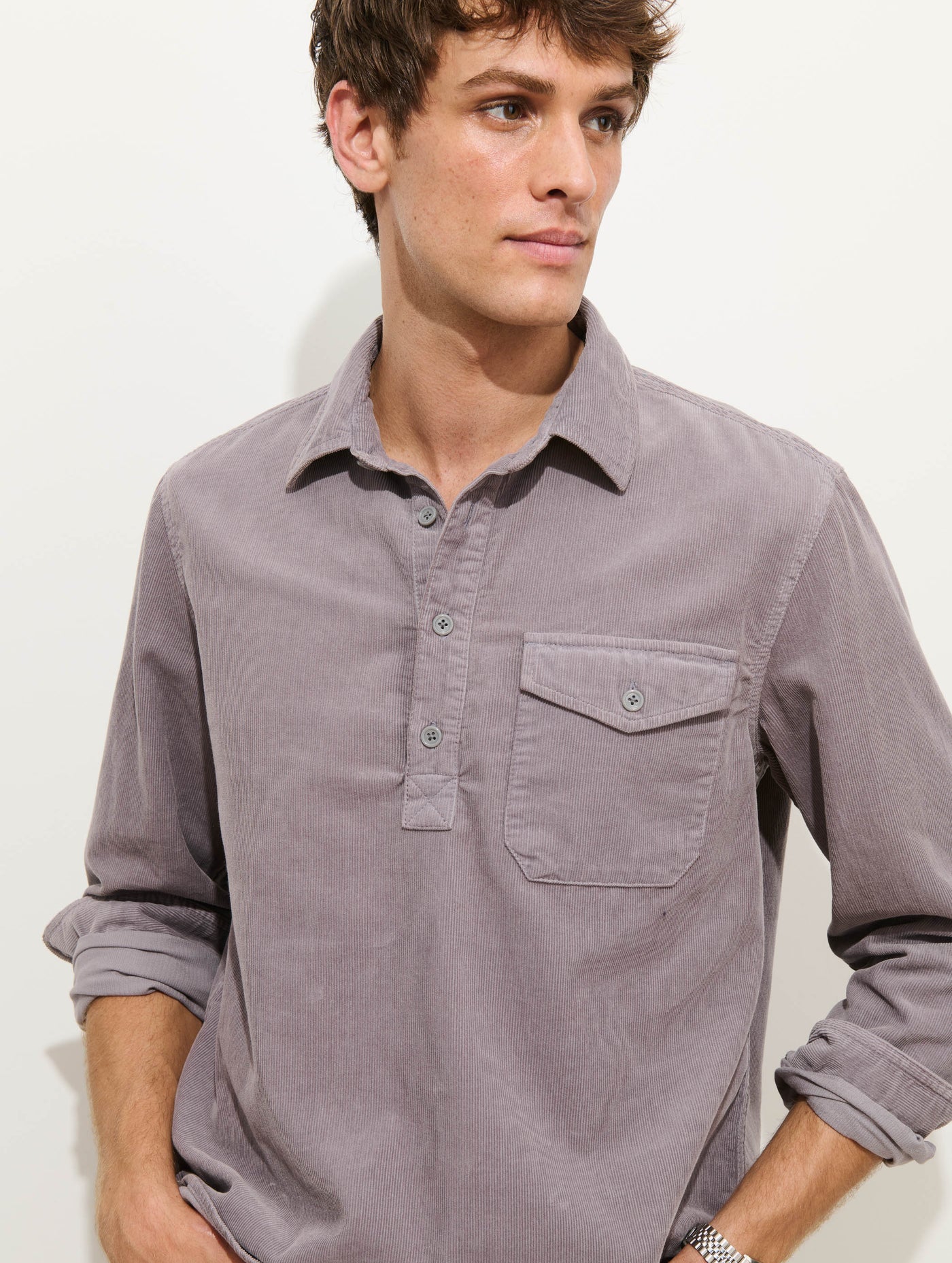 Carter Popover Shirt In Fine Wale Corduroy
