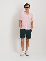 Garment Dyed Pull On Field Short In Linen In Pine Grove