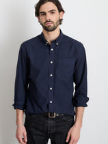 Mill Shirt In Paper Cotton In Dark Navy
