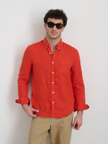 Mill Shirt In Linen In Pureed Pumpkin