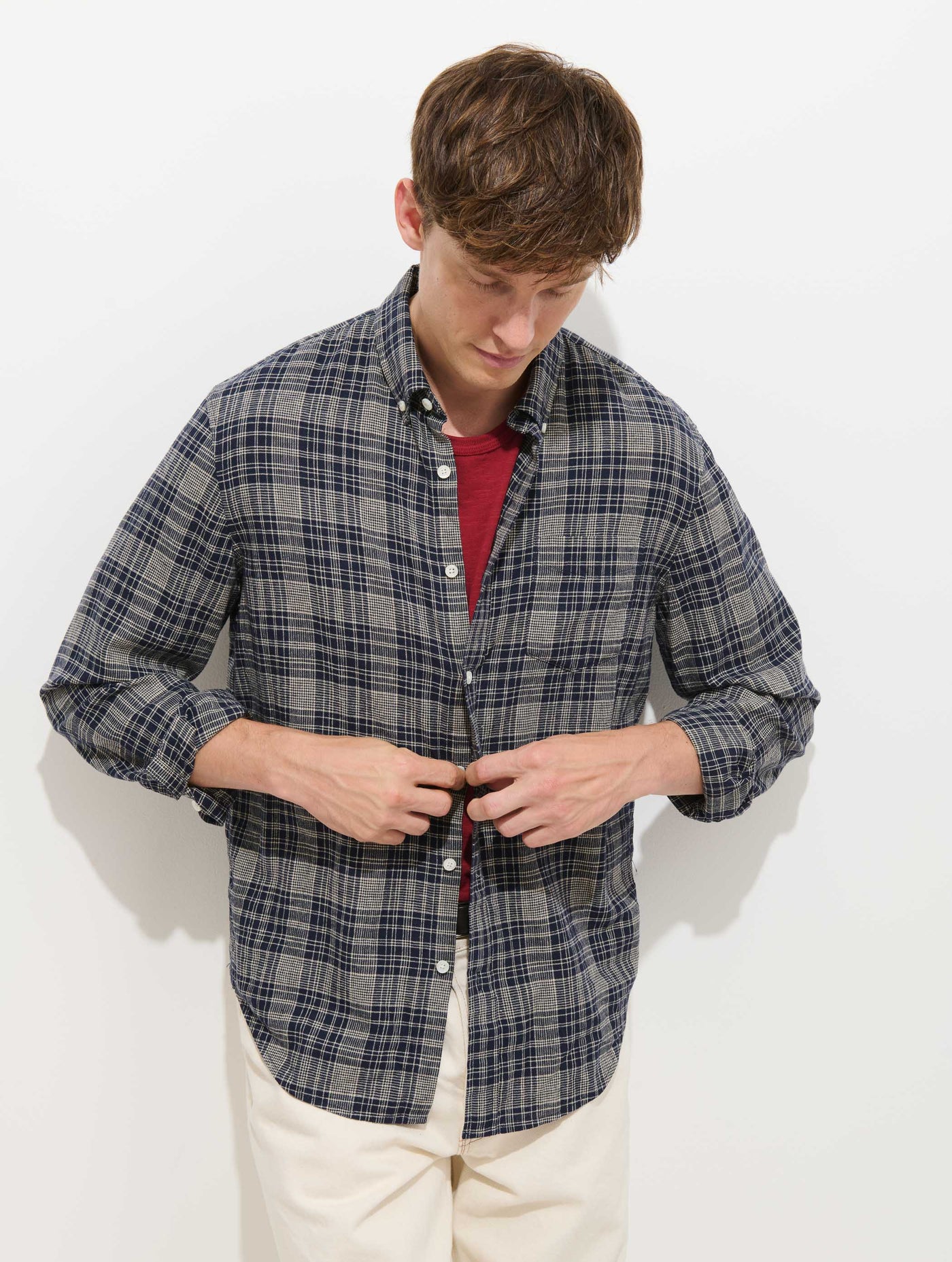 Mill Check Shirt In Linen Cotton