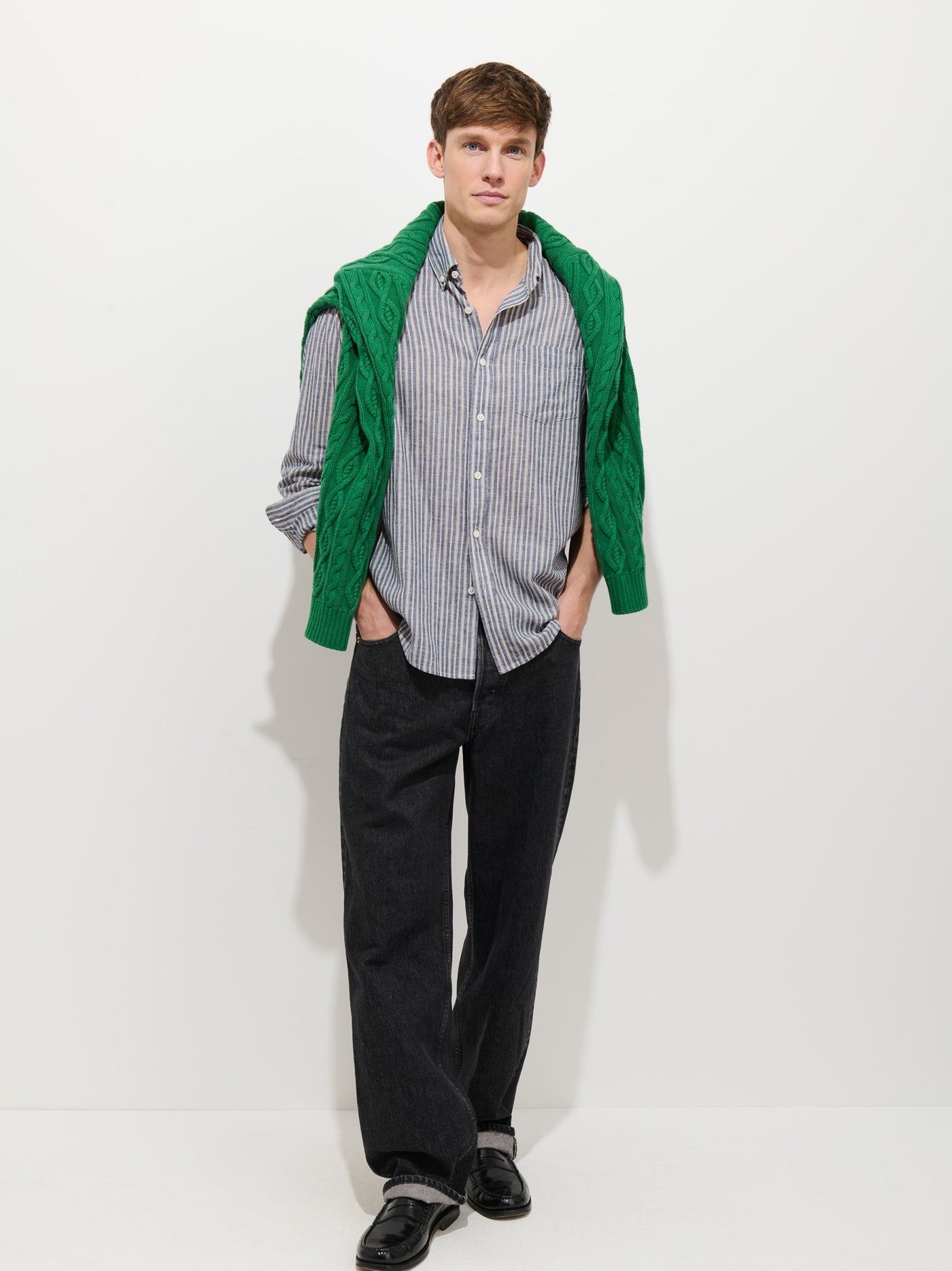 Mill Striped Shirt In Chambray