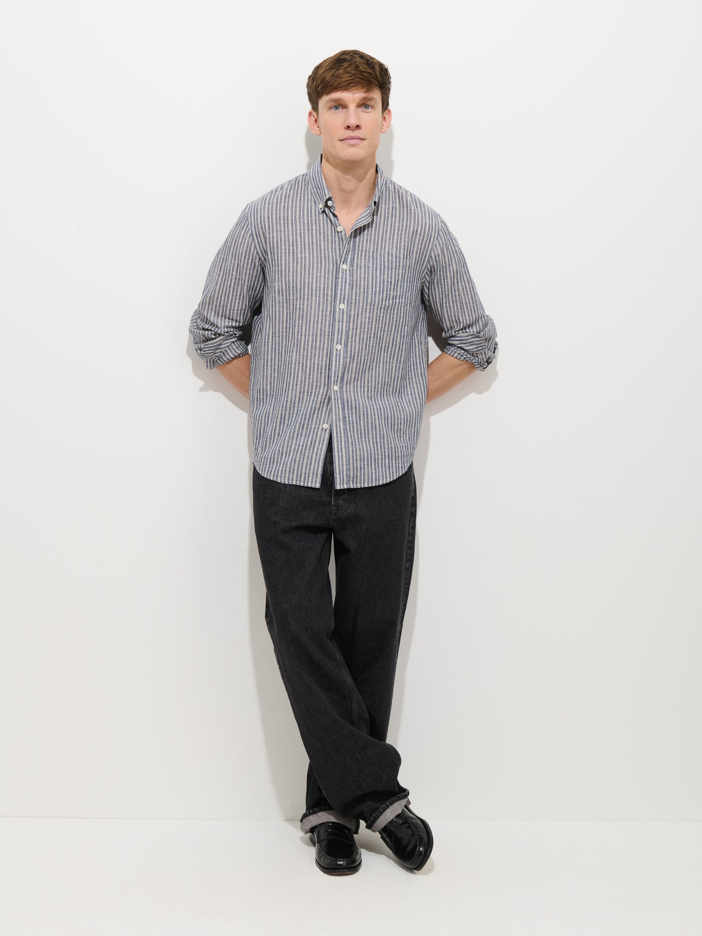 Mill Striped Shirt In Chambray
