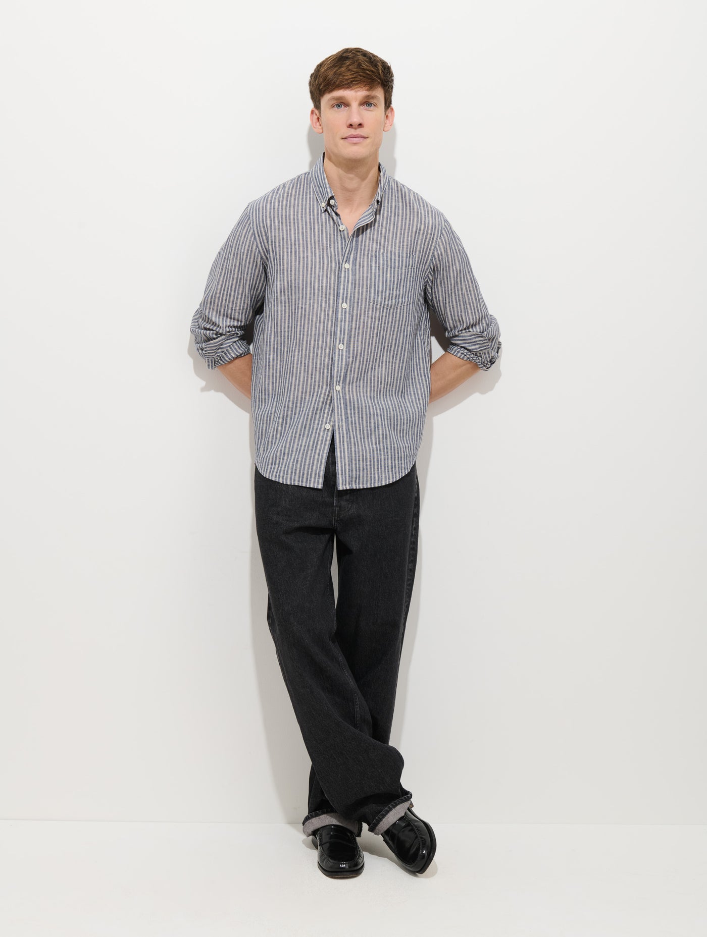 Mill Striped Shirt In Chambray