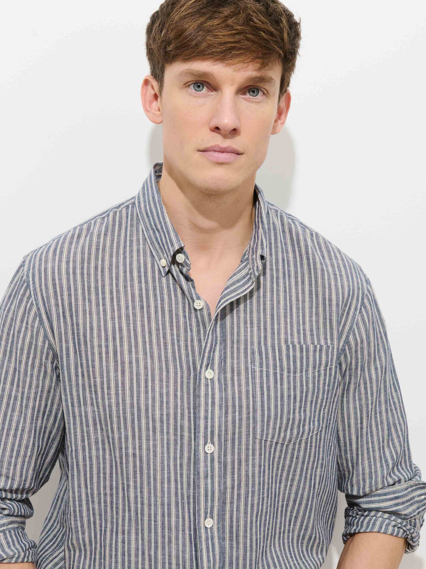 Mill Striped Shirt In Chambray