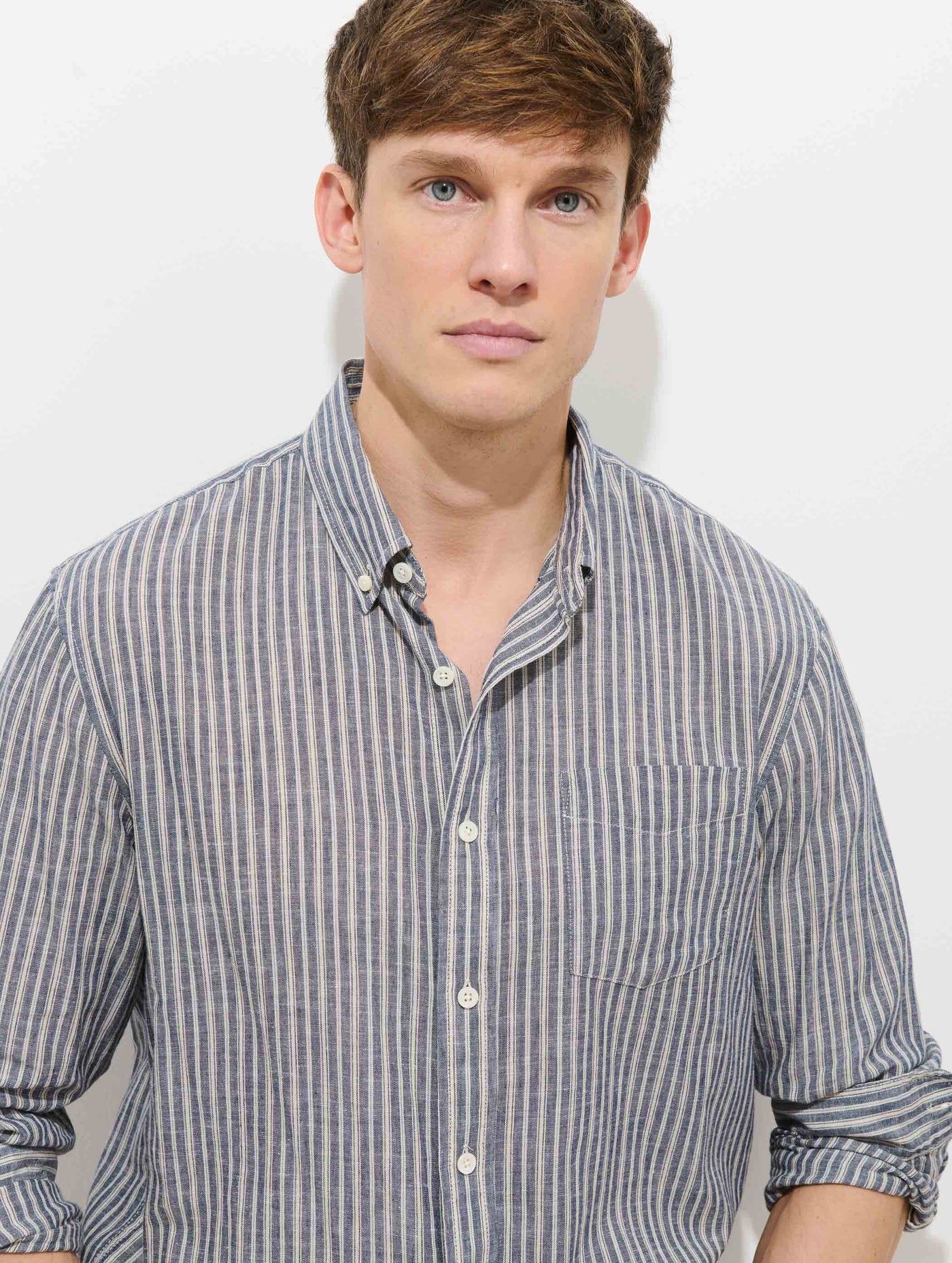 Mill Striped Shirt In Chambray