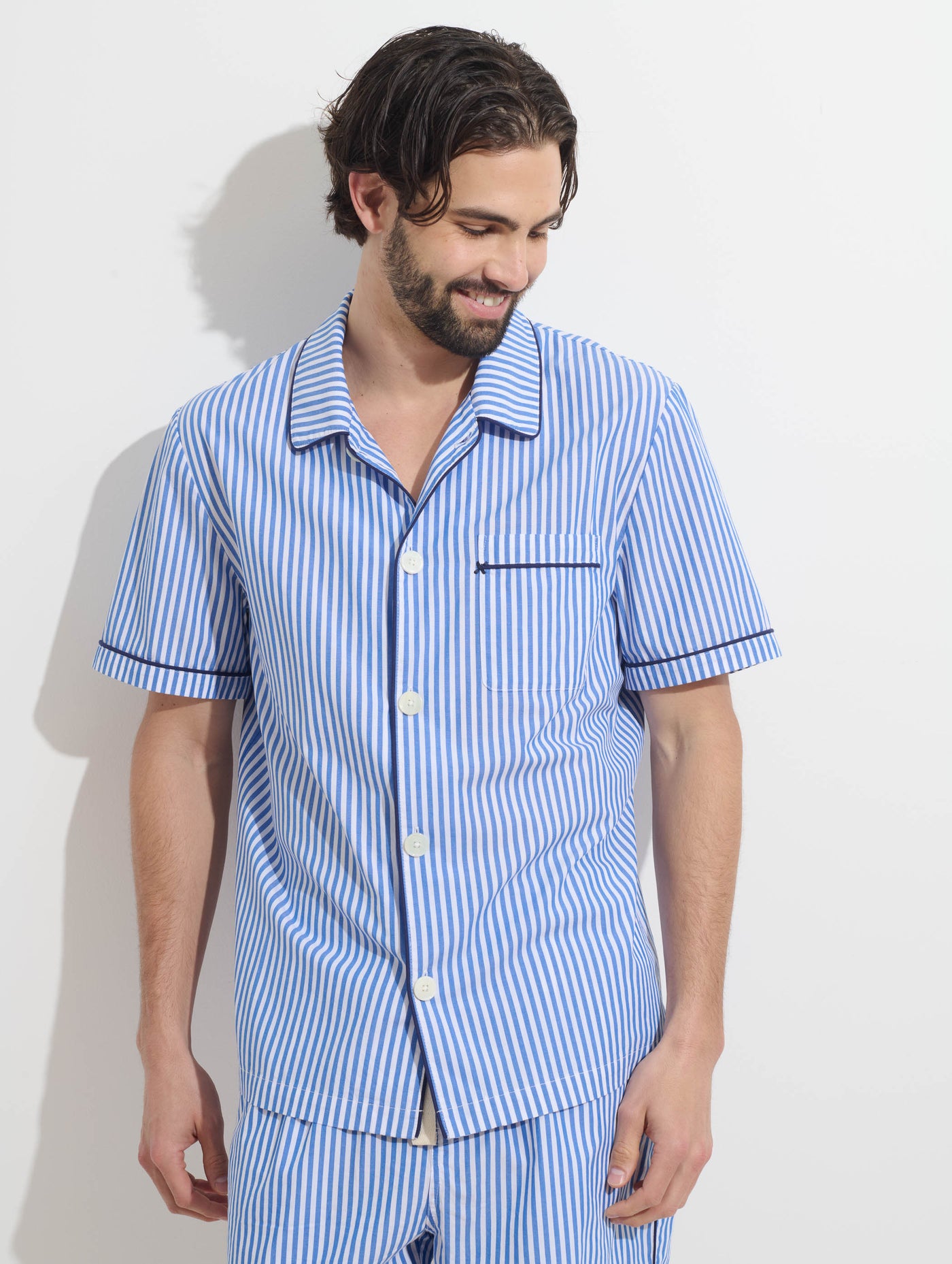 P'Jimmies Short Sleeve Sleep Shirt In Stripe