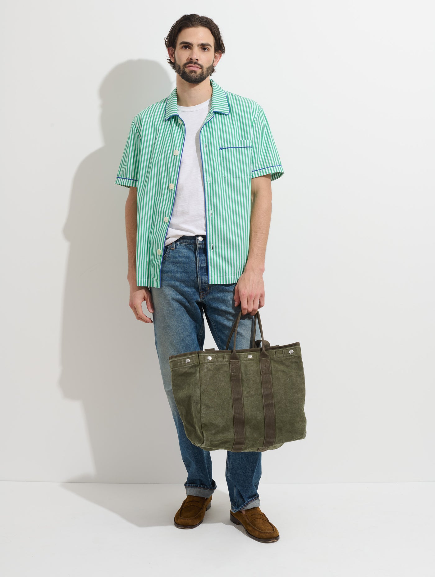 P'Jimmies Short Sleeve Sleep Shirt In Stripe