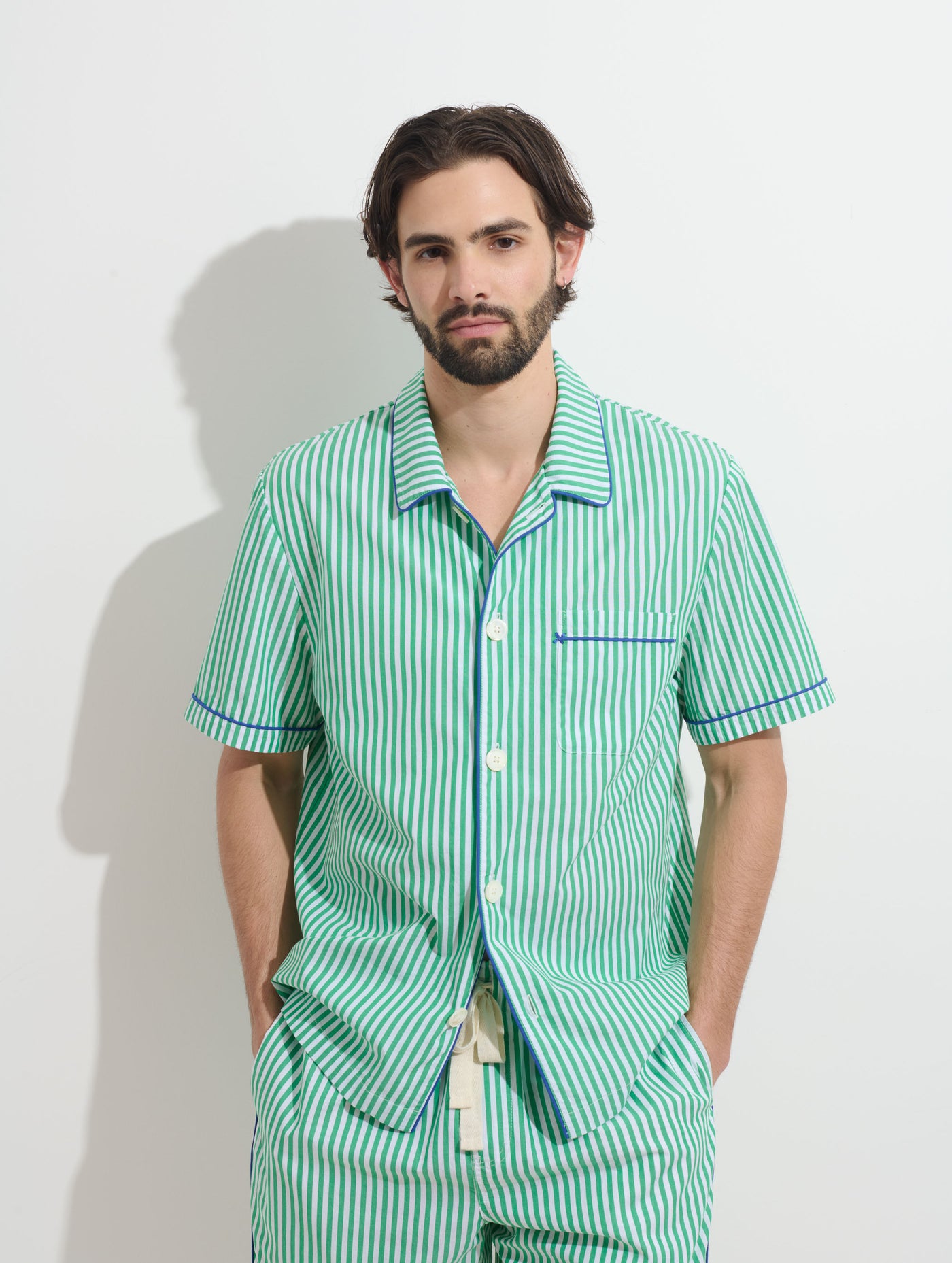 P'Jimmies Short Sleeve Sleep Shirt In Stripe