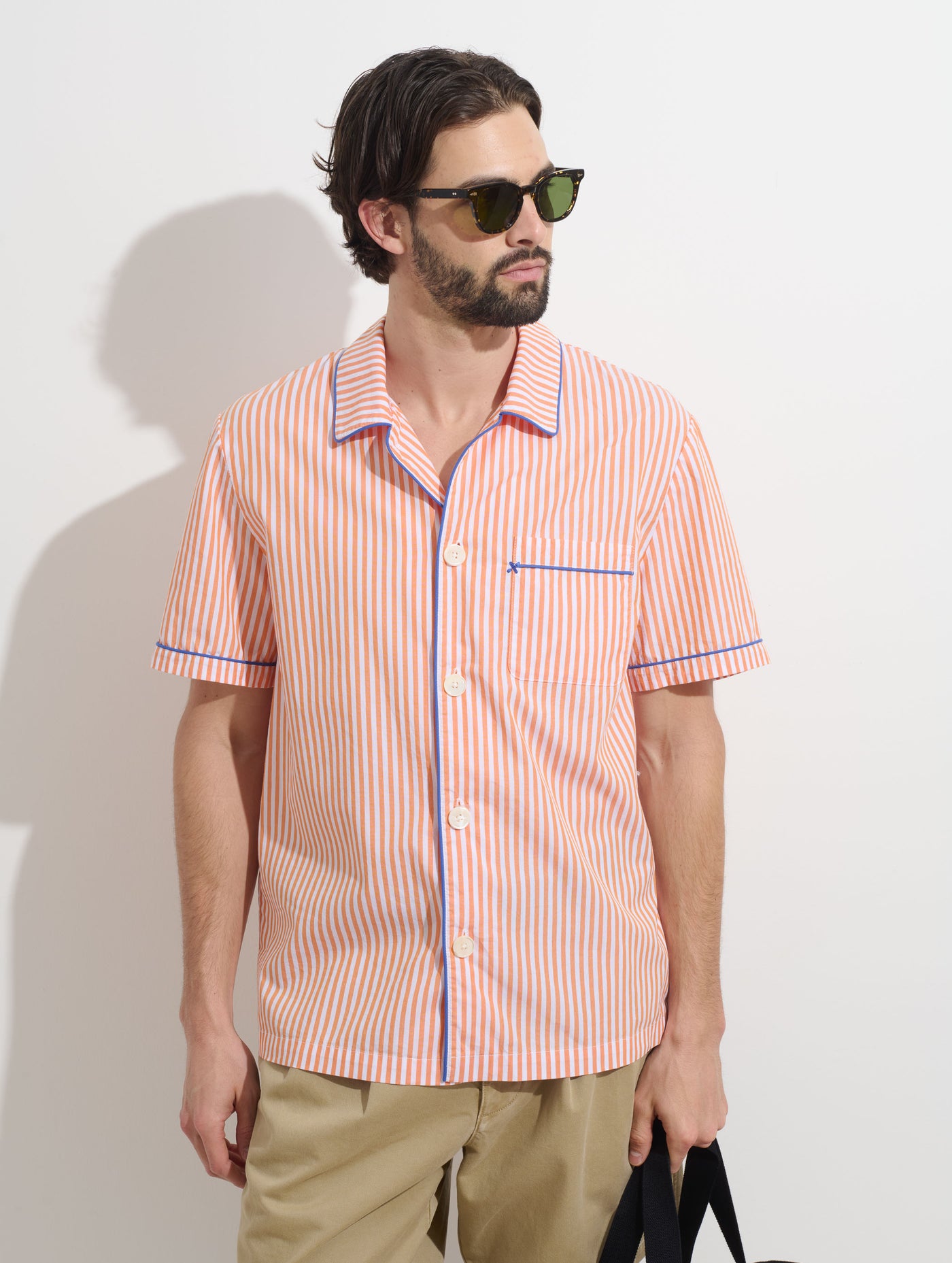 P'Jimmies Short Sleeve Sleep Shirt In Stripe