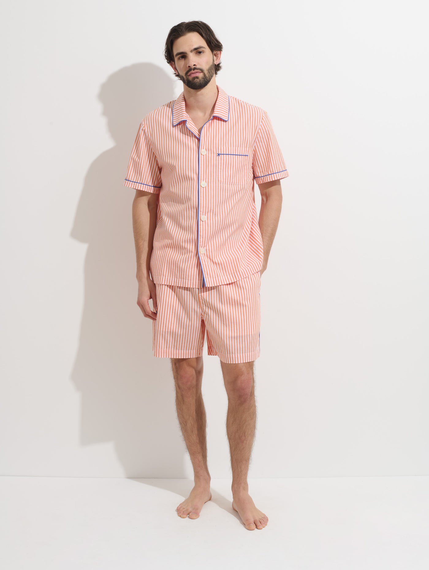 P'Jimmies Short Sleeve Sleep Shirt In Stripe