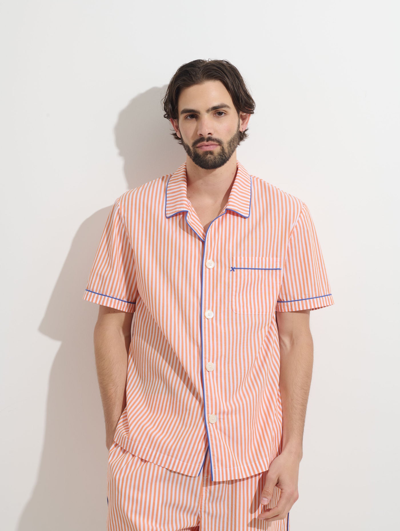 P'Jimmies Short Sleeve Sleep Shirt In Stripe