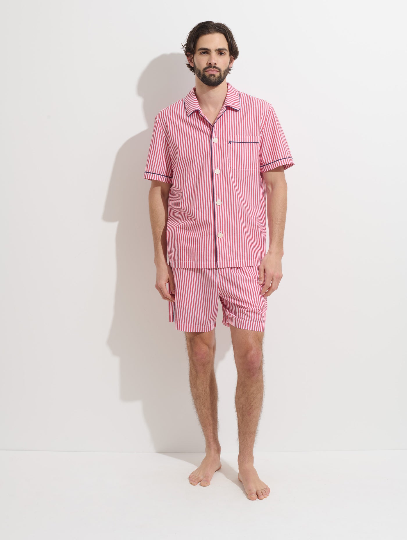 P'Jimmies Short Sleeve Sleep Shirt In Stripe