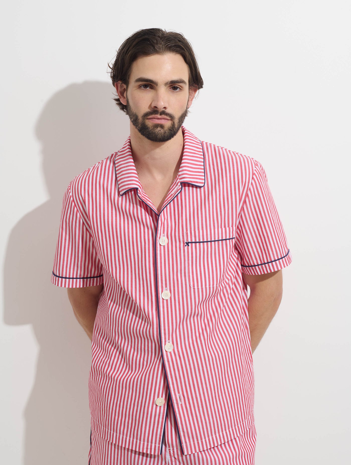 P'Jimmies Short Sleeve Sleep Shirt In Stripe