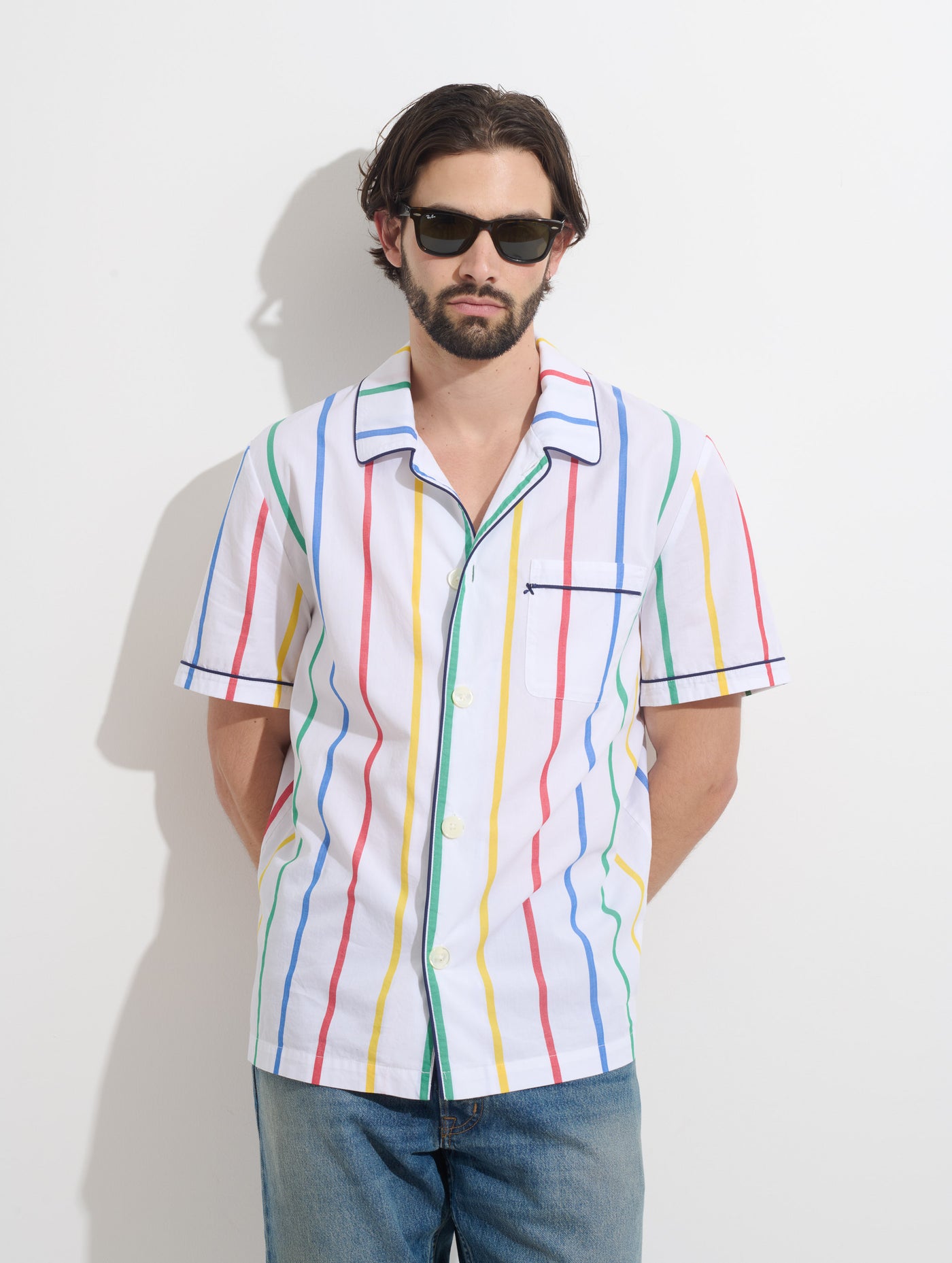 P'Jimmies Short Sleeve Sleep Shirt In Stripe