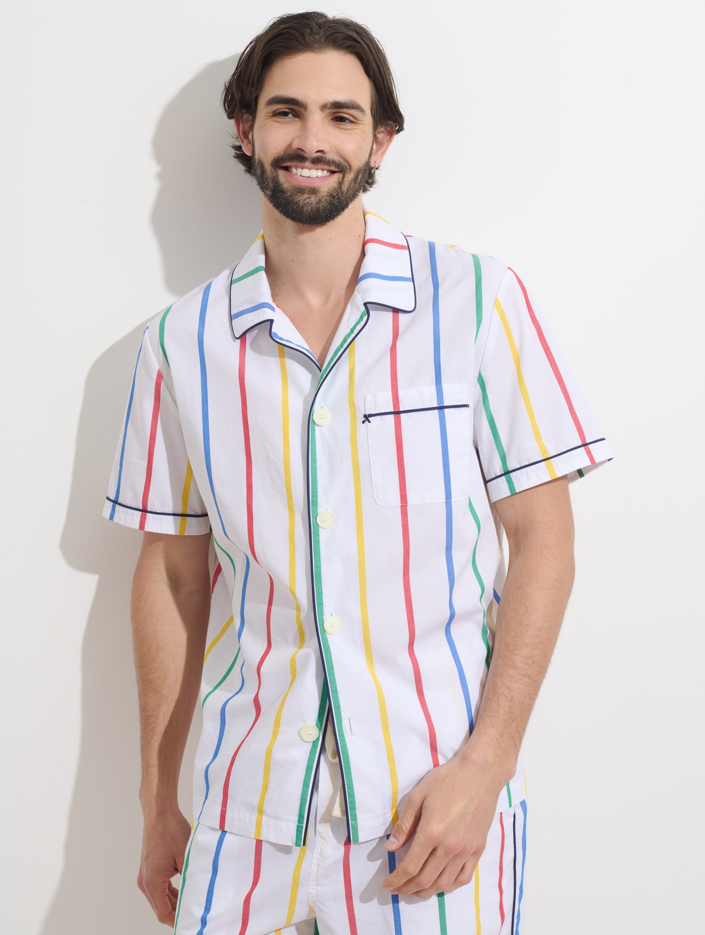 P'Jimmies Short Sleeve Sleep Shirt In Stripe