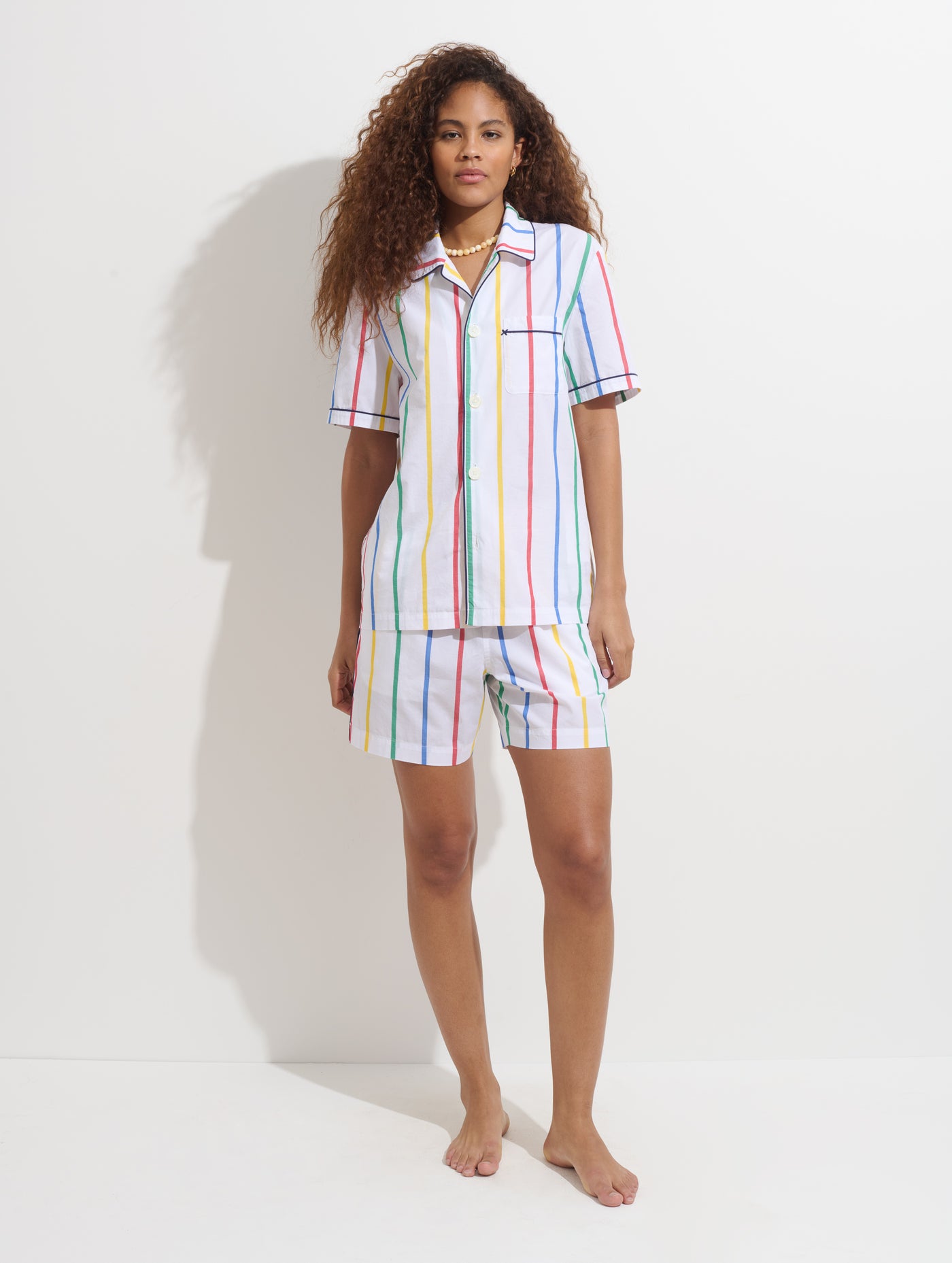 P'Jimmies Short Sleeve Sleep Shirt In Stripe