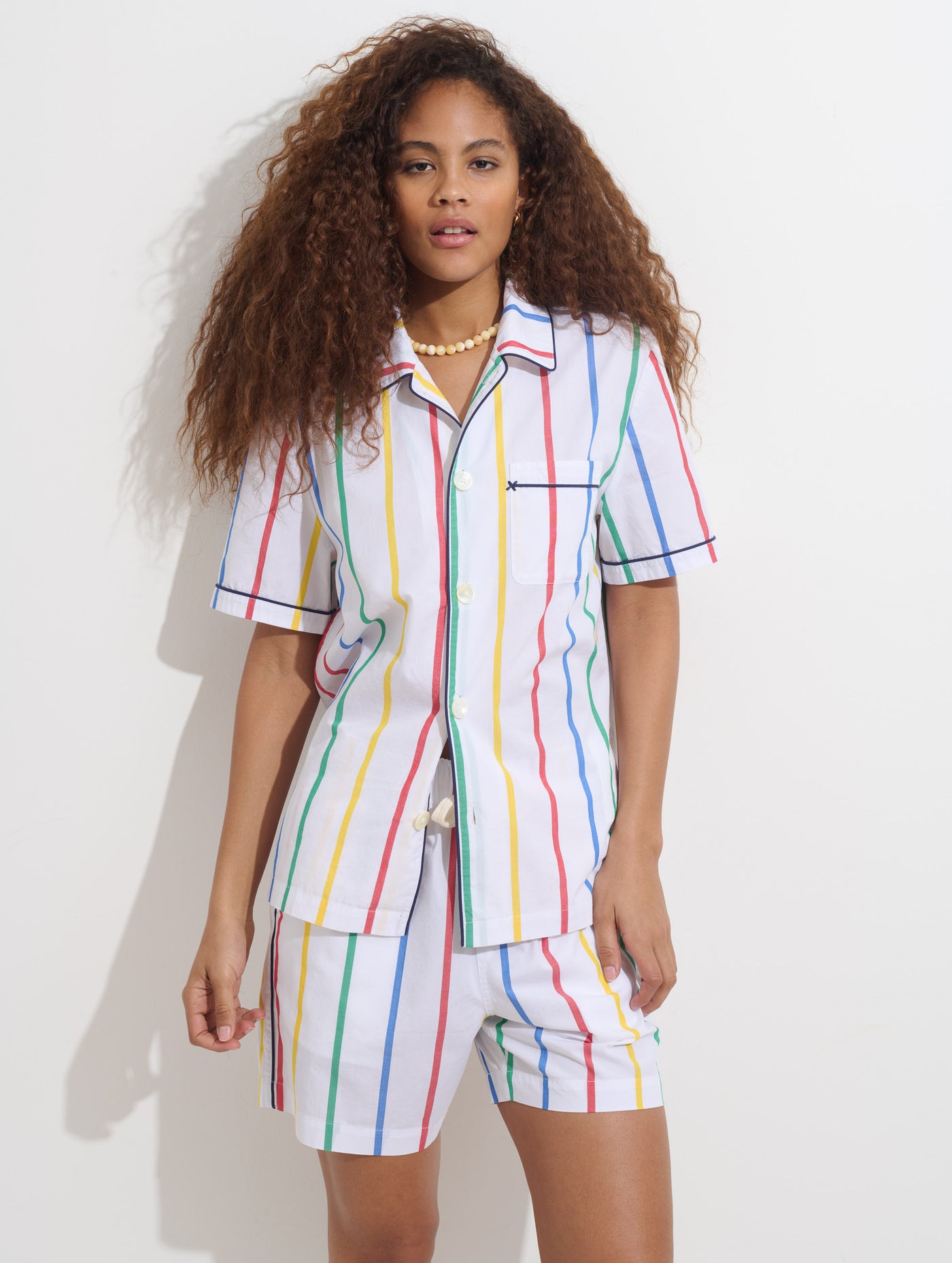 P'Jimmies Short Sleeve Sleep Shirt In Stripe