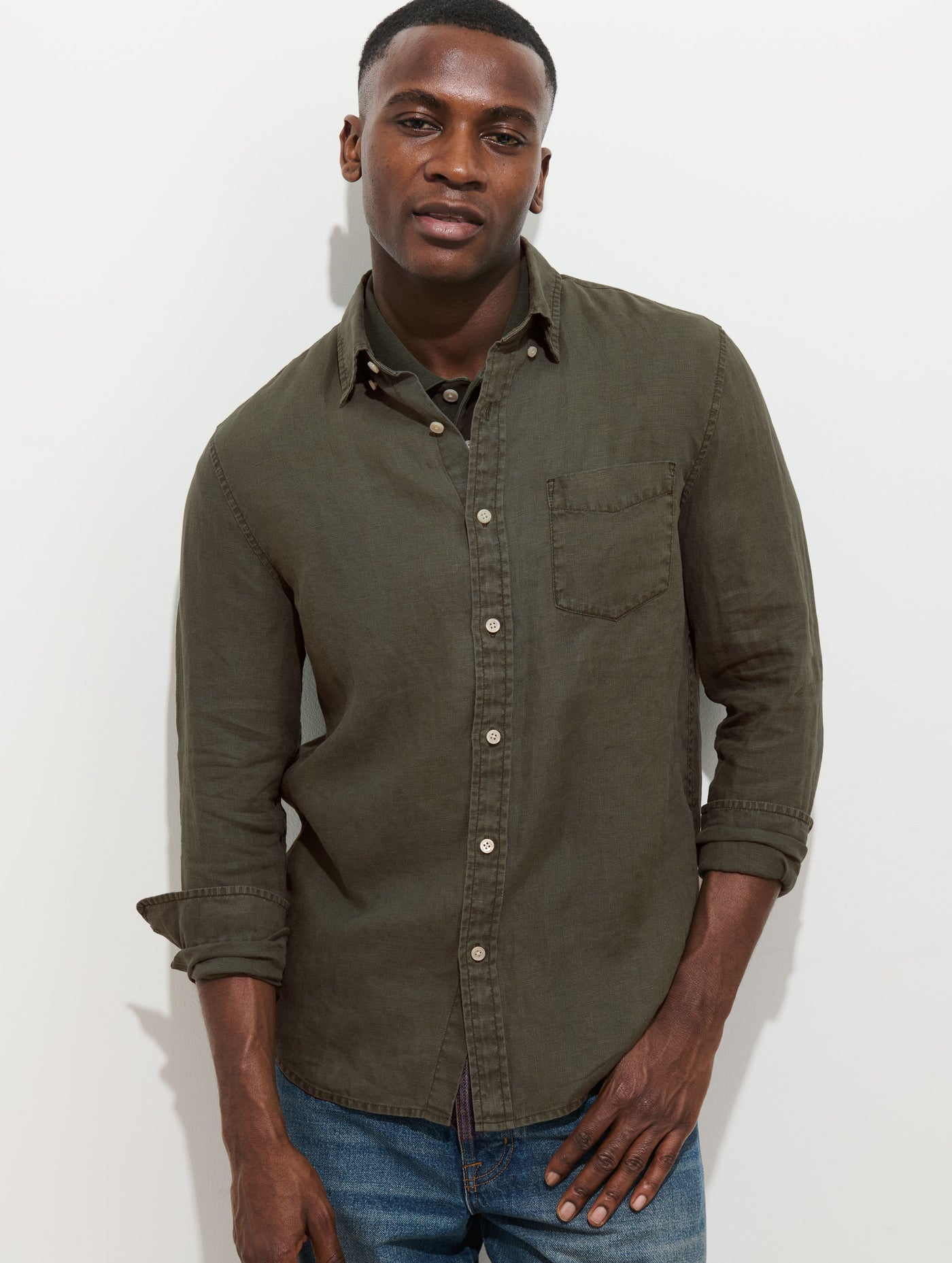 Mill Shirt In Linen Dark Olive Green / SM | Alex Mill Mill Shirt In Linen Dark Olive Green / SM | Alex Mill