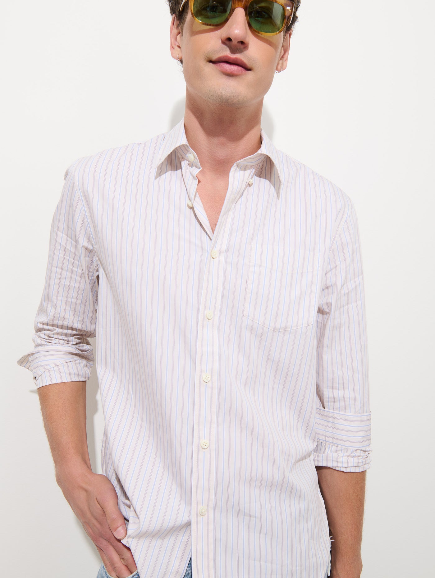 Mill Striped Shirt in Cotton Poplin