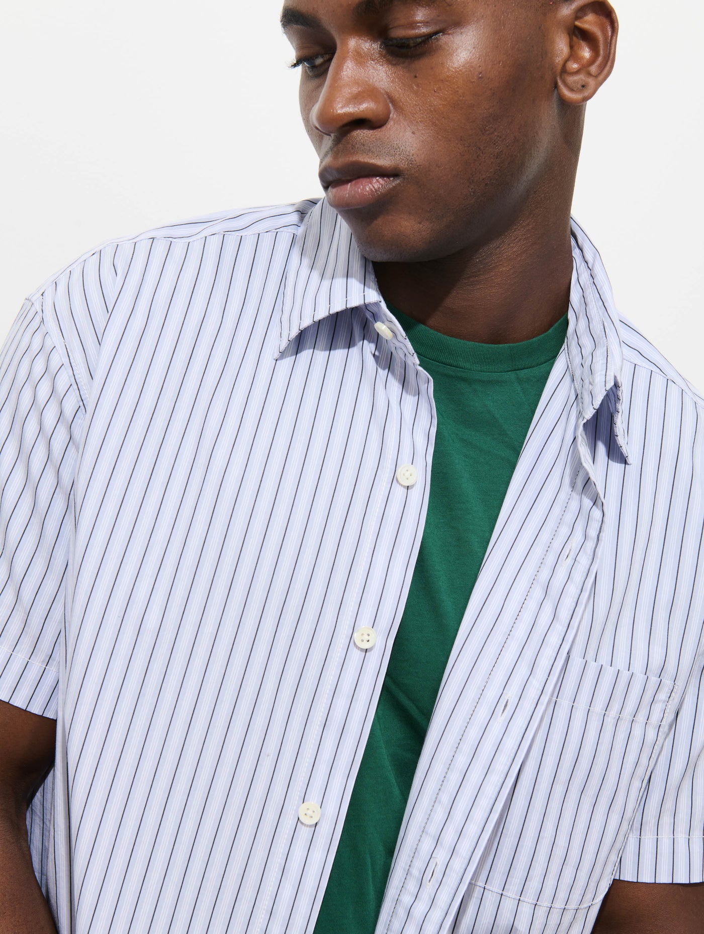 Franklin Striped Short Sleeve Shirt In Paper Poplin