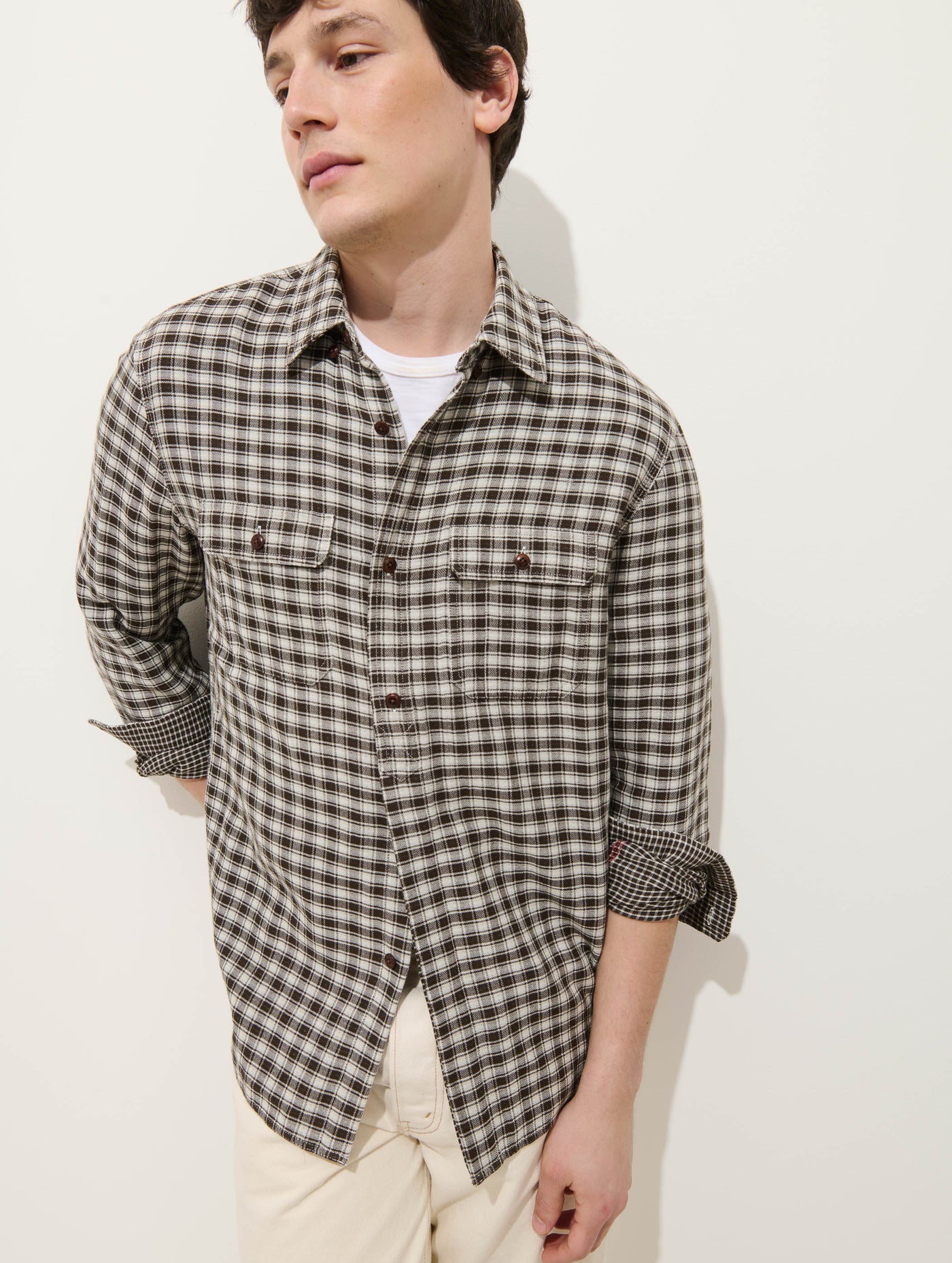 Mill Double Gauze Shirt In Cotton Plaid
