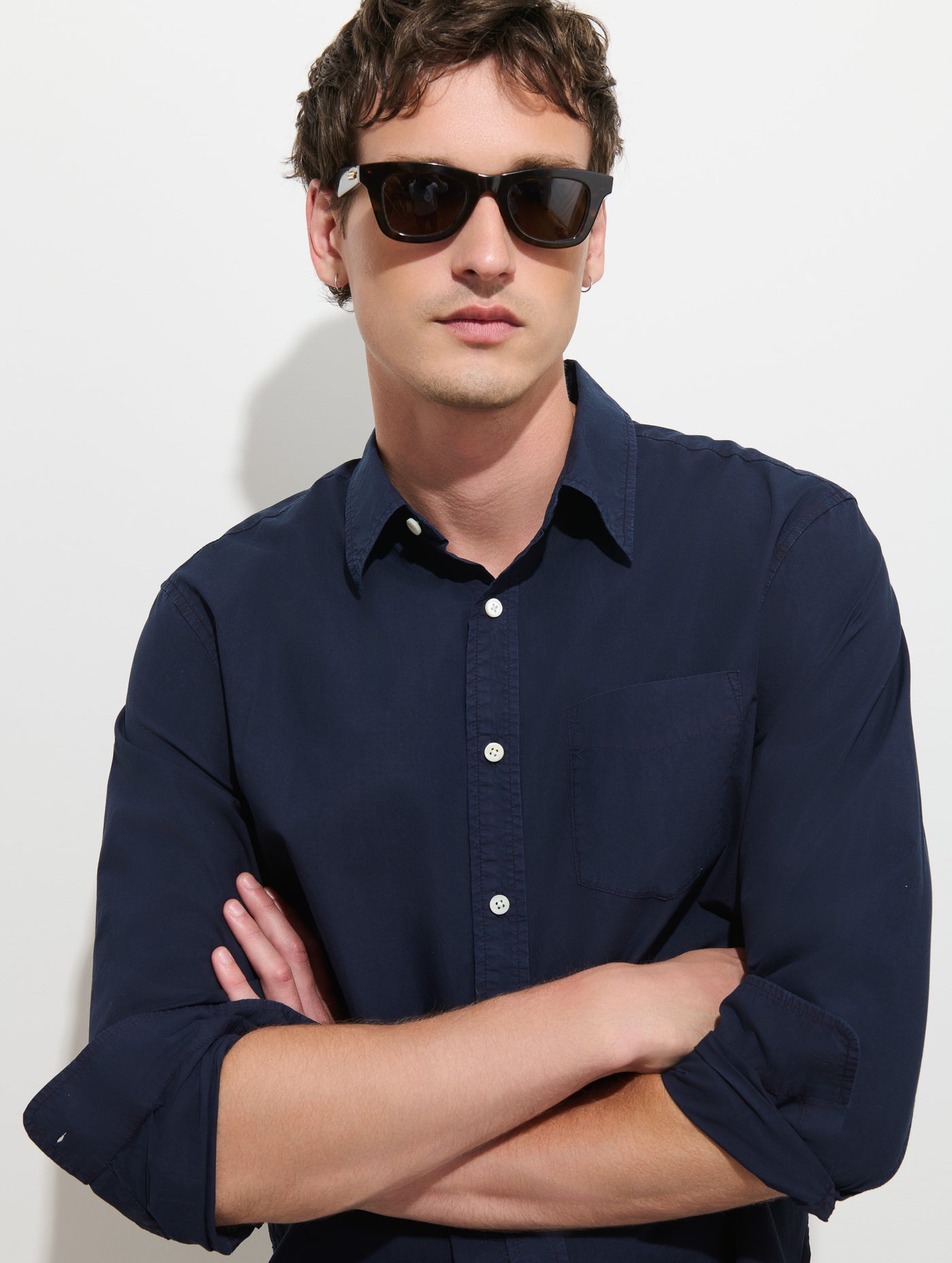 Mill Point Collar Shirt in Cotton Poplin