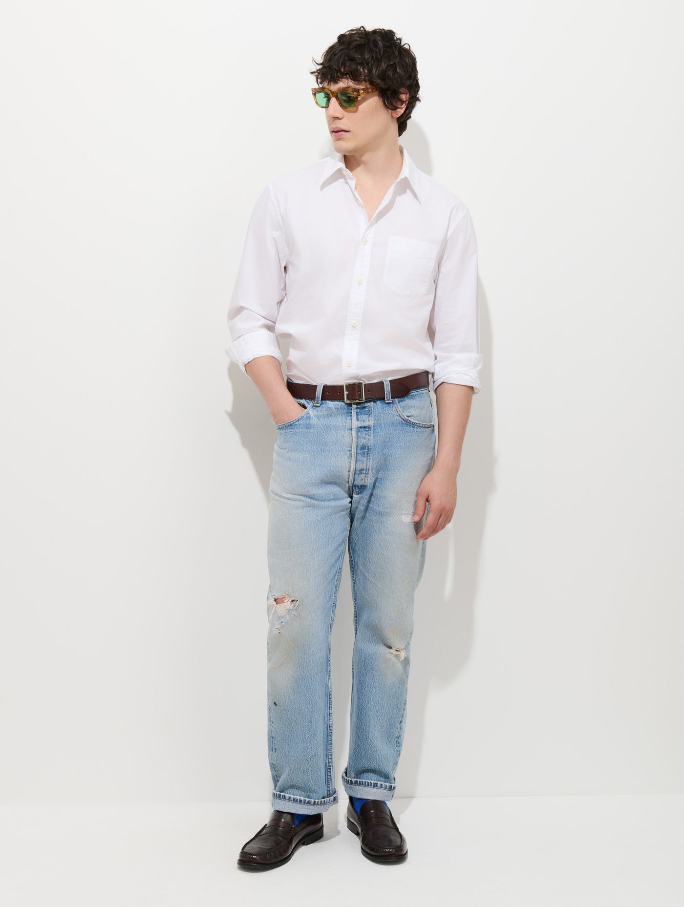 Mill Point Collar Shirt in Cotton Poplin