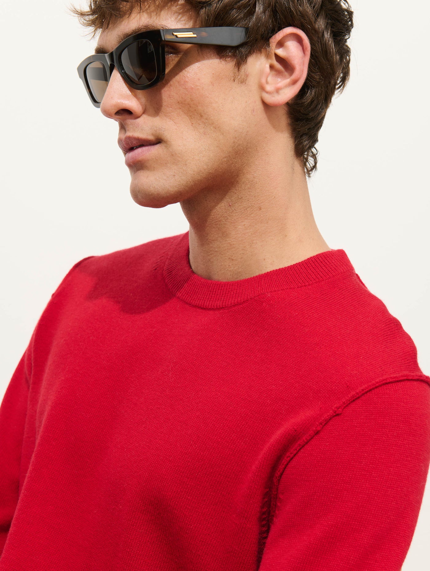 Reverse Seam Crew In Wool Cotton