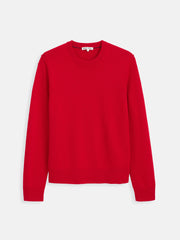 Reverse Seam Crew In Wool Cotton in crimson 